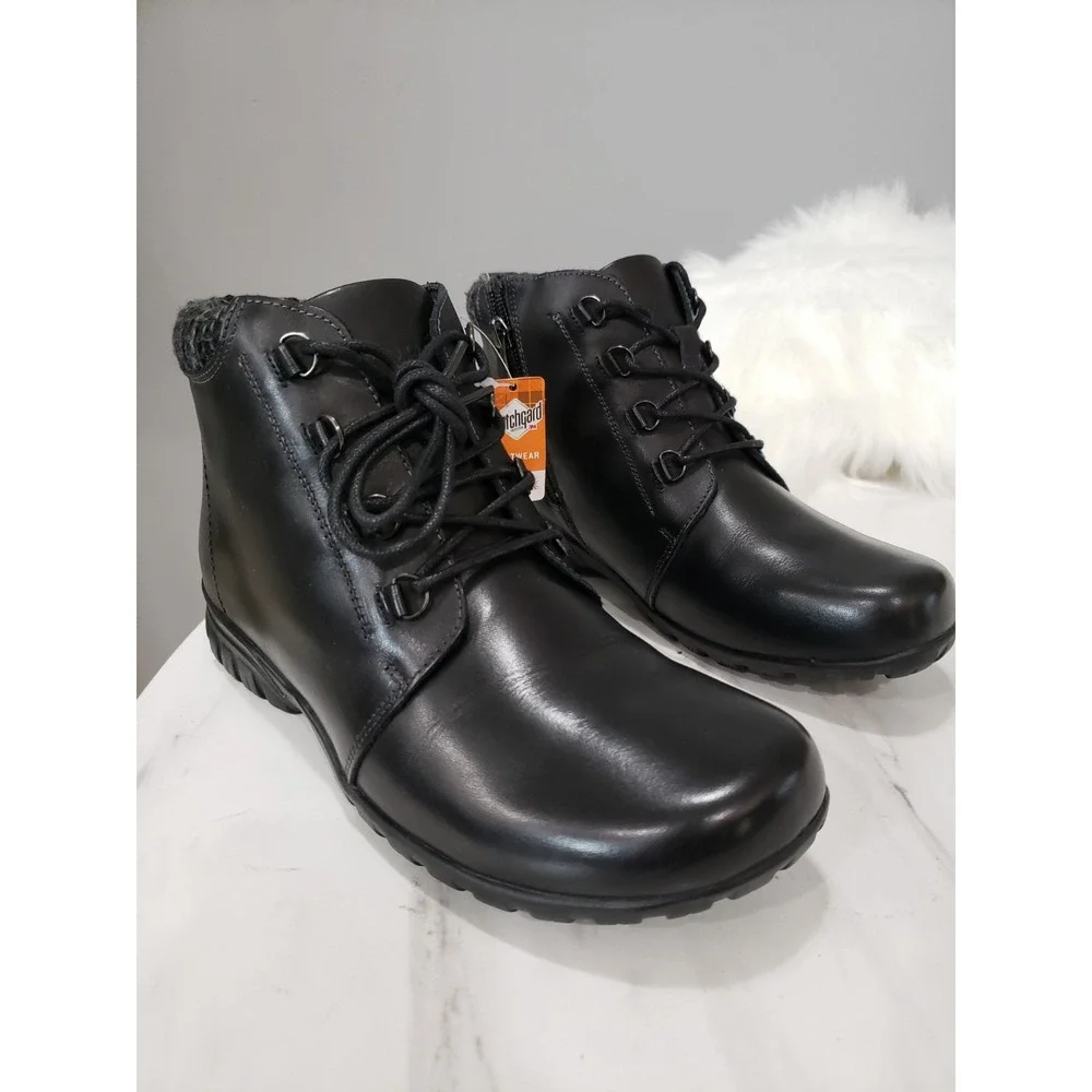 NEW NO BOX SIZE 8 Propet Delaney Zip Lace up Ankle Boots Womens Black Leather